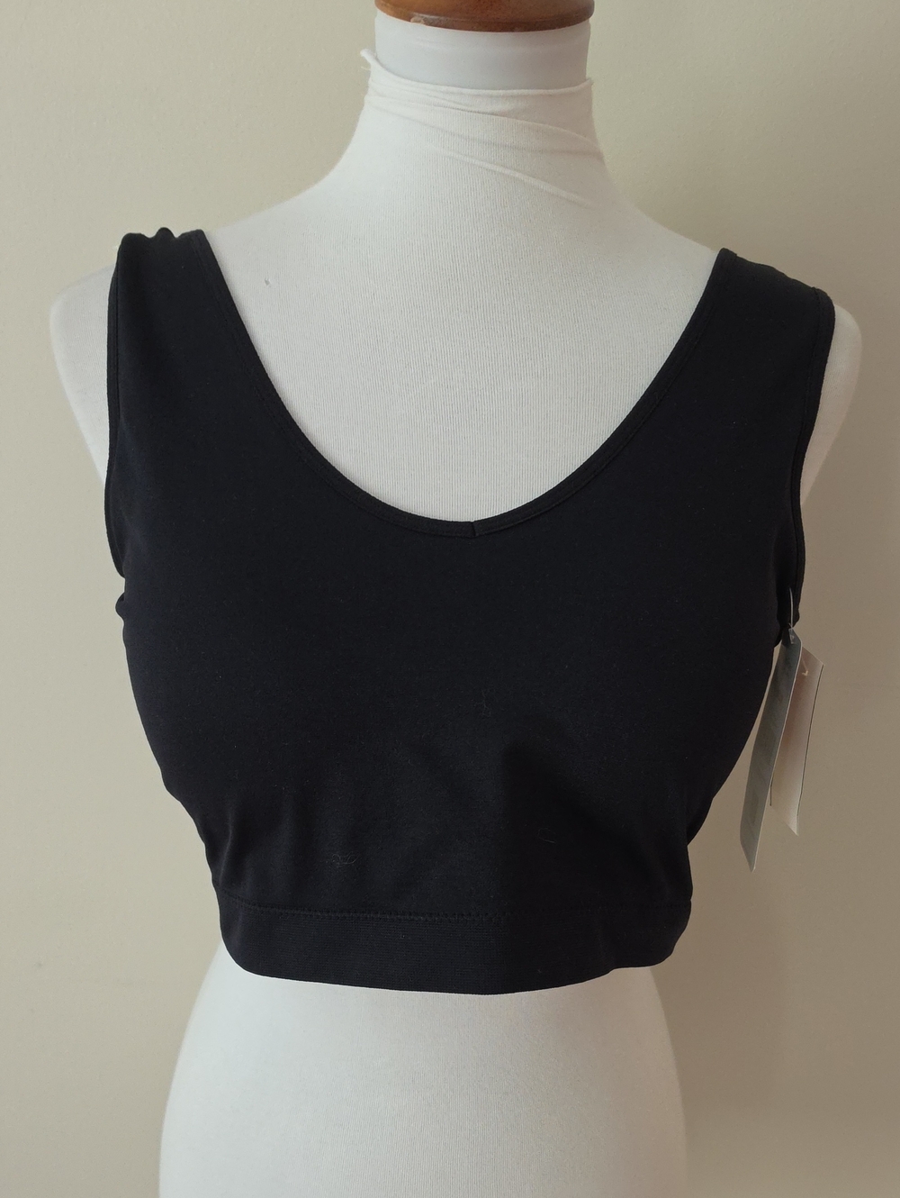 Rene Rofe Black Scoop Neck Crop Tank Top - Women Brand New